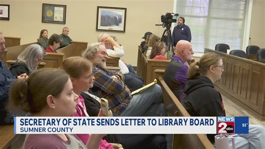 Tennessee Secretary of State sends letter to Sumner County Library Board