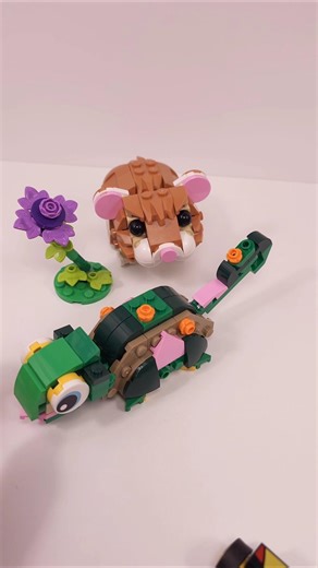 LEGO Creator Lizard (31377) vs Cute Hamster with a Flower (31376) #shorts ‪@TopBrickBuilder‬
