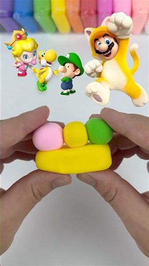 Princess Peach, Yoshi & Luigi vs Cat Mario | Color Mixing #shorts #clay #supermario