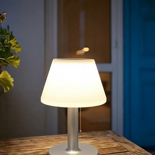 Solar Tischlampe aus Alu Natur – 3 Lichtstufen & bis zu 8h #outdoor #balkon