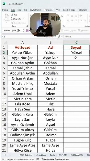 Excel 'de Formülsüz İsim Soyisim Ayırma #excel #office365 #exceltips #exceltricks