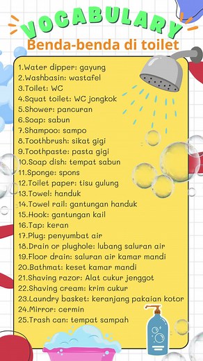 Kosa Kata: 10 Benda di Kamar Mandi dalam Bahasa Inggris