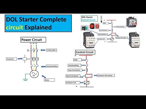 Dol Starter control circuit and power circuit explained with images
