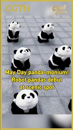 May Day panda-monium! Robot pandas debut at scenic spot