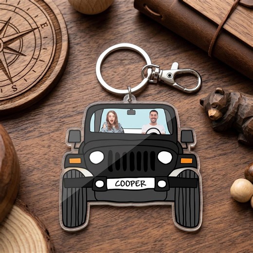 Personalized Jeep Keychain With Photo, Custom Name Offroad Car Keyring, Adventure Couple Gift, 2D Flat Acrylic Charm, Jeep Lover Gift - Etsy
