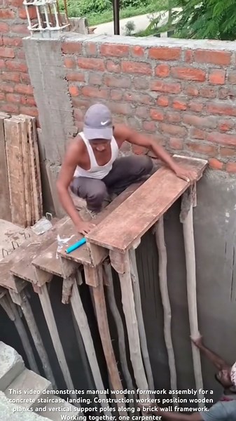 Wooden Staircase Formwork Construction for Concrete Pouring #shorts 🏗️🪜