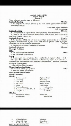 #Class12thenglishsyllabus#class12thboardsyllabus2025-26