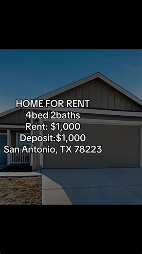🏡✨ BIG FAMILY HOME FOR RENT IN SAN ANTONIO! ✨🏡 Looking for space, comfort, and a great location? This beautiful 4 bedroom, 2 bathroom home is now available and ready for move-in! Perfect for families, roommates, or anyone who wants extra space to live comfortably. 📍 Located at 4330 Rapids Way, San Antonio, TX 78223 in a quiet neighborhood with easy access to schools, shopping, dining, and major roads. 🛏 4 Spacious Bedrooms 🛁 2 Full Bathrooms 🏡 Large living space 🍳 Functional kitchen 🌳 Ni