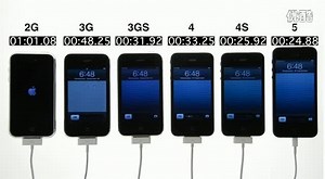 iPhone 2G vs. 3G vs. 3GS vs. 4 vs. 4S vs. 5开机速度对比