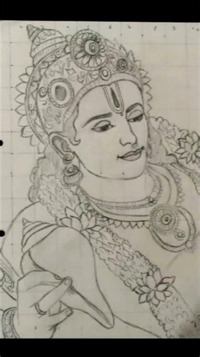 Bhagwan Vishnu Drawing Outline With Grid Method, How To Draw Lord Vishnu With #shankh #vishnu #viral