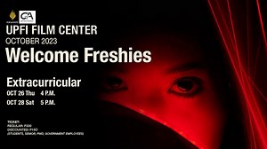 Premier state university run continues for a Welcome Freshies special with Extracurricular at UPFI Film Center! ~~~~~ UPFI Film Center October 2023 Welcome Freshies Oct 26 Thurs 2 p.m. Little Italy 4 p.m. Extracurricular Oct 27 Fri 4 p.m. Little Italy Oct 28 Sat 1 p.m. Ophelia 3 p.m. Little Italy 5 p.m. Extracurricular ~~~~~ Admission: Php 200 regular Php 150 discounted (students, pwd, senior, gov't employees) 🎫Tickets are available 1 hour before screen time at the cinema entrance. 🎬The screen