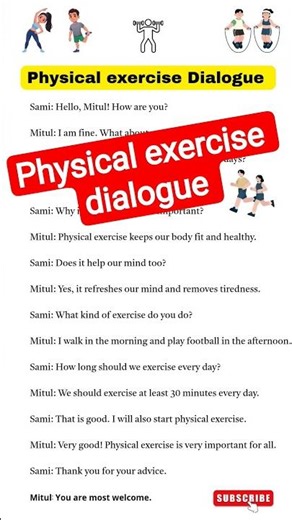 Physical exercise Dialogue easy and short #dialoguewriting