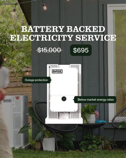 Tired of your power going out and your bill going up? See why Texas homeowners are switching to Base. - Backup battery that works automatically backs you up during outages - Helps lower your monthly power bills - Up to 95% more affordable than comparable generators | Base Power Company