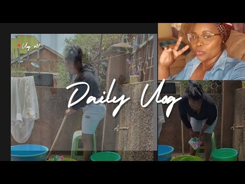 Daily vlog //removing clothes from the hanging line//sweeping the compound.