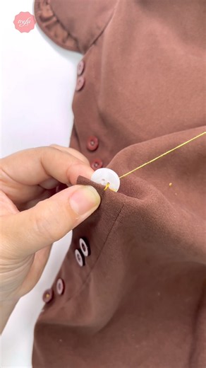 How to Sew on a Button the Easy Way 🧵 #SewingTips #SewingHacks