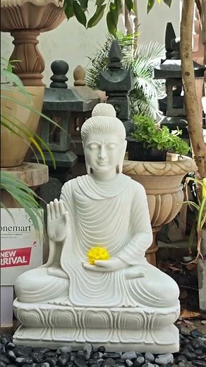 3ft Stone Buddha Statue for Garden in Abhaya Mudra #marblebuddhastatue #buddhastatue #homedecor