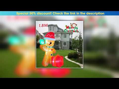 Slide 6FT Christmas Inflatable Gingerbread Man, Built-in LED Light,Red and Green Gift Box,For Indoo