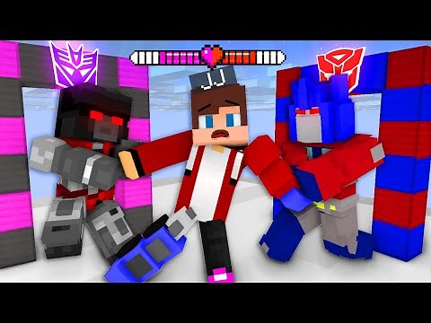 JJ Megatron Frame vs Mikey Optimus Prime Portal Transformers World - Maizen Minecraft Animation