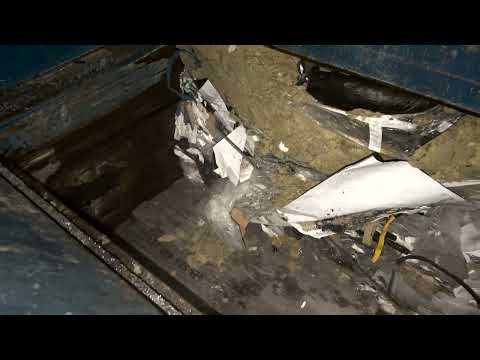 Blue Compactor breaking desk again (4K) (Slowmo)