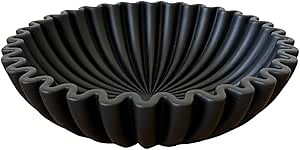 OAKOA Black Decorative Bowl for Home Decor - Modern Fruit Bowl for Kitchen Counter - Black Bowl Decor - Centerpiece Bowl - Organic Modern Decor