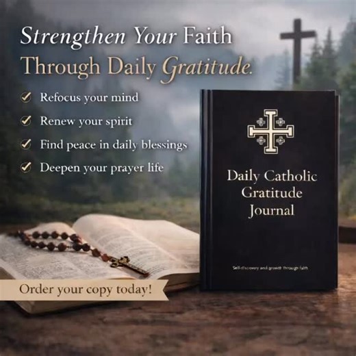 ✨ Strengthen your faith through daily gratitude. ✨ In a world full of noise, gratitude draws us back to God. The Daily Catholic Gratitude Journal invites you into a daily rhythm of prayer, reflection, and thanksgiving—helping you refocus your mind, renew your spirit, and recognise God’s blessings in every season of life. 🙏🌿 Designed to support your spiritual journey, this journal helps you: ✝️ Find peace in daily blessings ✝️ Deepen your prayer life ✝️ Reflect with intention ✝️ Grow closer to 