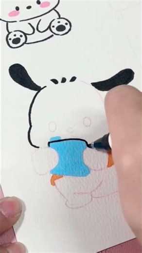 簡単ステップ！カメラを持ったポチャッコ風かわいい犬の描き方イラスト 🐶📸✨