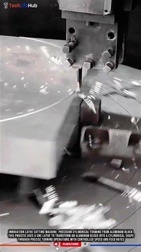 Innovation Lathe cutting Machine: Precision Cylindrical Forming from Aluminum Block #tech