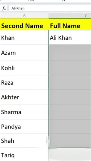 Excel Magic Trick | Merge First & Last Name in One Column (Ctrl + E) 🔥 #excel #tricks #viral #foryou