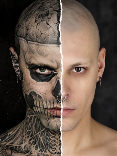 Rick Genest (Zombie Boy) Revealed: Dermablend Tattoo Transformation