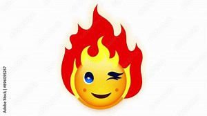 A fiery looping animation of a fire emoji with transparent background