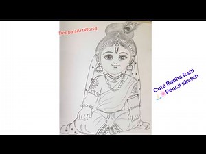 Cute Radha Rani Pencil Sketch | Easy Step by Step Drawing Tutorial 🌸🙏🏻