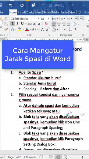 Cara Mengatur Jarak Spasi di Word