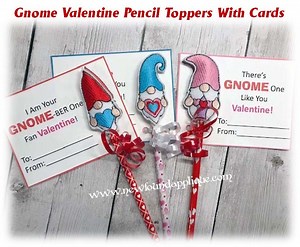 Gnome Valentine's Pencil Topper Embroidery Machine Design Set - Etsy