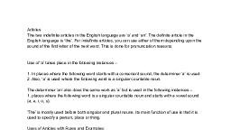 Articles.pdf - English - Notes - Teachmint