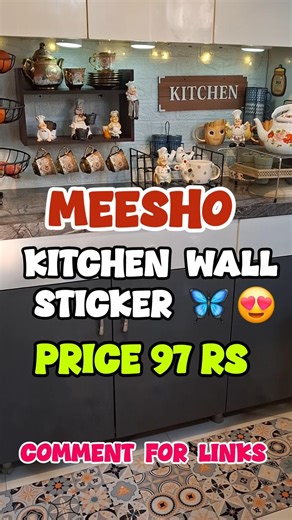 Meesho kitchen wall decor sticker ‪@Meesho‬ #meeshofinds #meeshohaul #homedecor #kitchen