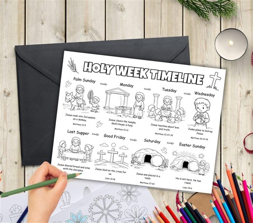 Holy Week Kids Coloring Craft Activities for Easter Fun Printable (digital Download) - Etsy