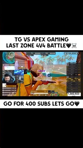 TG VS APEX GAMING LAST ZONE 4v4 TOURNAMENT BATTLE! 🤯🏆 #shorts #freefire