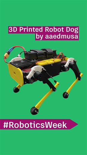 Autodesk Education on Instagram: "Comment ROBODOG and we'll send a link to you the tutorial! 🤖🐶 Student Aaed Musa (@aaedmusayt) built this remote controlled robotic dog using Autodesk Fusion and #3Dprinting! Check out the tutorial for files, code and step-by-step directions to make your own. #RoboticsWeek #RoboWeek #DIYrobot #Robotics #RobotDog #RemoteControl #RCrobot #DIYelectronics #AutodeskFusion #StudentProject #Fusion360 #3Dprinted #3DprintingProject #MakeAnything"