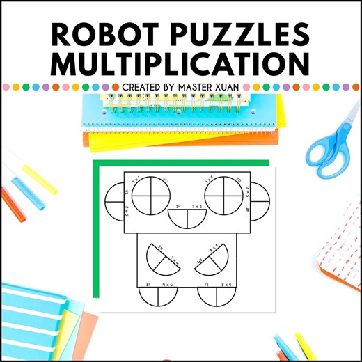 Robot Multiplication Jigsaw Puzzle – 3rd Grade Math Facts Printable, Cut and Paste Game, Hands-on Activity (digital Download) - Etsy