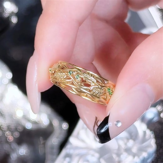 HepGem Jewelry on Instagram: "https://www.etsy.com/listing/4420630888 14K Yellow Gold Leaf Wedding Ring His Hers Matching Rings Mens Emerald Wedding Band Silver Gold Tree Engagement Ring Promise Rings For Men #menring #emeraldring #weddingband #promisering #weddingrings #promisering #leafring #engagementring #goldband"