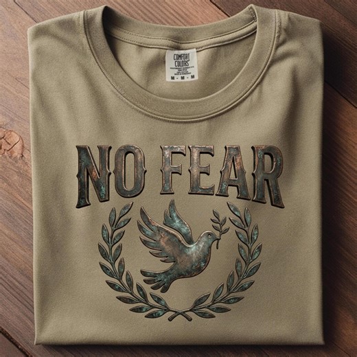 No Fear Dove Shirt; Rustic Metal Effect Graphic Tshirt, Vintage Distressed Peace Tee - Etsy