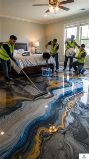 THIS FLOOR IS JUST CRAZY Luxury SquareAquarium EpoxyFloor #epoxyfloor #housedecor#renovation #diy