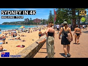 Sydney BEACH Walk | Manly Beach and Manly Corsso at Summertime | 4K 60FPS 🇦🇺