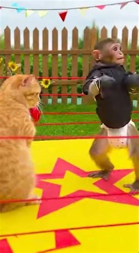 Cat vs Monkey Boxing Who Wins This Crazy Fight #Crazy Fight #Boxing #Cat vs Monkey