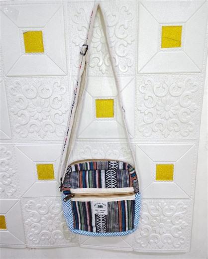 Handmade Hemp Crossbody Bag – Boho Striped Sling Purse, Eco Friendly Travel Bag - Etsy