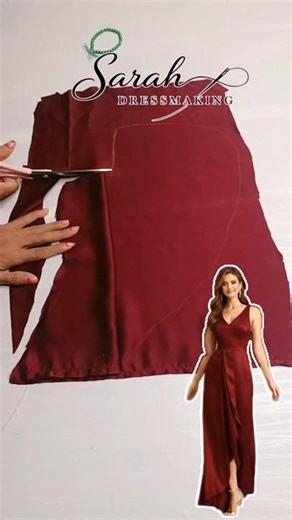 Sewing Magic! Elegant Red Dress Transformation 💃 #Shorts