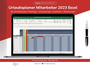 Vacation Planner Excel Template for Employees 2023 Including Public Holidays, Vacation Days, Overtime, Illness - Plan Vacation for up to 30 Employees - Etsy