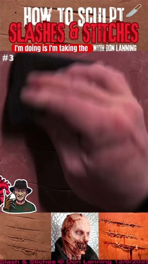 How To Sculpt Slashes & Stitches Pt.3 🎥🪓#donlanning #prosthetics #art #howtosculpt #makeupartist