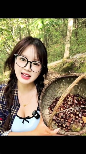 Girl Finds Sweet Wild Chestnuts in the Forest 🌰#ForestLife #NatureVloh #NatureAdventure#wildcooking