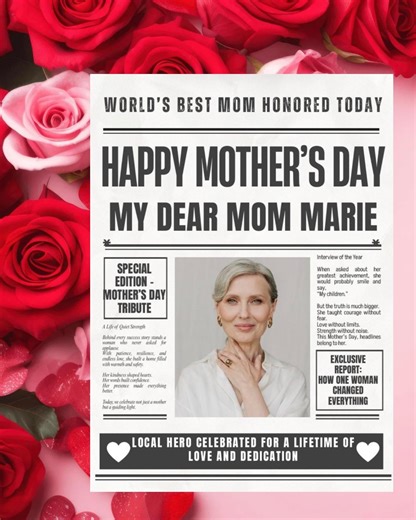 Mother Day Newspaper Front Page Printable A4 – Editable Canva Template via Link – Personalized Mom Gift–custom Photo Name and Text. Mom Day - Etsy